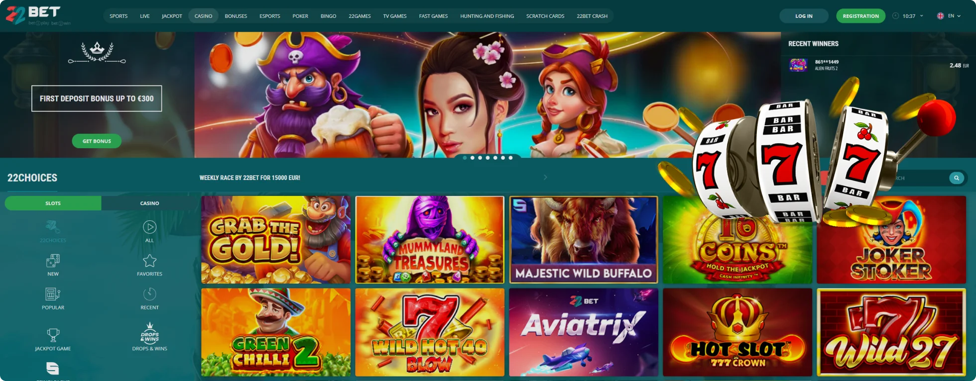 22Bet Casino Games